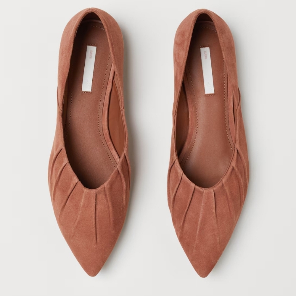 H&M Women's Suede Ballet Flats, Size 38 (US 7)